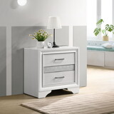 Alexandria White 2-drawer Nightstand with Hidden Jewelry Tray B062P145596