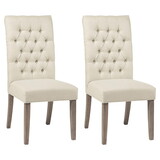 Arbor Oatmeal and Vineyard Oak Tufted Back Parson Chairs (Set of 2) B062P145604