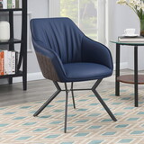 Vesper Blue and Gunmetal Upholstered Dining Chairs (Set of 2) B062P145617
