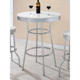 Werner Glossy White and Chrome Round Bar Table B062P145619