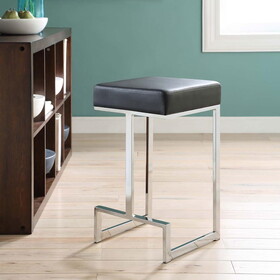 Farrier Black and Chrome Upholstered Counter Height Stool B062P145628