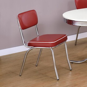 Farwest Red and Chrome Upholstered Side Chairs (Set of 2) B062P145655