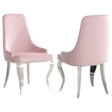 Sophiagra Pink and Chrome Upholstered Back Dining Chairs (Set of 2) B062P145659