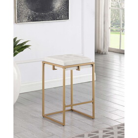 Soccoro Beige and Gold Square Counter Height Stools (Set of 2) B062P145674