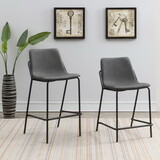 Canfield Grey and Black Bar Stools (Set of 2) with Footrest B062P145681