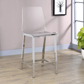 Alba Clear and Chrome Counter Height Stools (Set of 2) P-B062P145576
