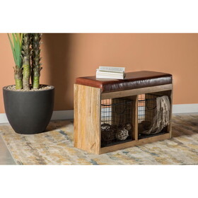 Havana Brown and Natural 2-Basket Accent Bench B062P153576