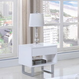 Mila High Glossy White 1-Drawer End Table B062P153594