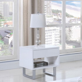 Mila High Glossy White 1-Drawer End Table B062P153594