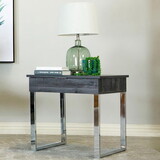 Jenna Dark Charcoal and Chrome 1-Drawer End Table B062P153598