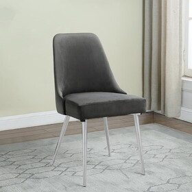 Lasher Grey and Chrome Padded Side Chair (Set of 2) B062P153681