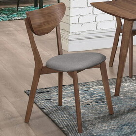 Chastain Natural Walnut and Grey Upholestered Dining Chair (Set of 2) B062P153682