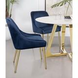 Walmer Dark Ink Blue and Gold Wingback Dining Chair (Set of 2) B062P153694