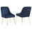 Walmer Dark Ink Blue and Gold Wingback Dining Chair (Set of 2) B062P153694