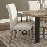 Allan Beige and Pine Upholstered Parsons Dining Chair (Set of 2) B062P153699