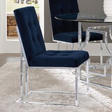 Walmer Blue and Chrome Tufted Back Dining Chair (Set of 2) B062P153702