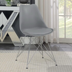 Valencio Grey and Chrome Padded Side Chair (Set of 2) B062P153707