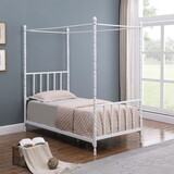 Leena Betony White Twin Canopy Bed B062P153740
