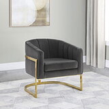 Rulan Dark Grey and Gold Tufted Barrel Accent Chair B062P153751