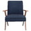 Gregg Dark Blue and Walnut Wooden Arms Accent Chair B062P153760