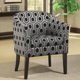 Rana Grey and Black Hexagon Print Barrel Back Accent Chair B062P153761