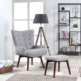 Laurent Grey and Brown Tufted Accent Chair with Ottoman B062P153762