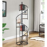 Watron Rustic Brown and Black 8-Shelf Staircase Bookcase B062P153770