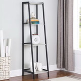 Glendale Grey Stone and Black Ladder Bookcase 4-Shelf B062P153780