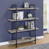 Lincoln Grey Driftwood and Black 4-Shelf Bookcase B062P153805