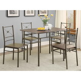 Carson Walnut and Dark Bronze 5-Piece Rectangle Dining Set B062P153843