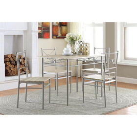 Carson Taupe and Silver 5-Piece Rectangle Dining Set B062P153849