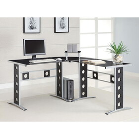 Jude Black and Silver 3-Piece Office Desk Set B062P153853