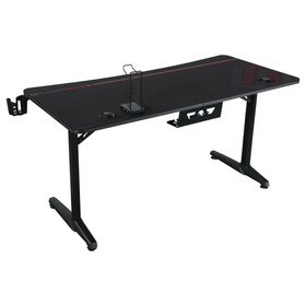 Morris Black Gaming Desk with USB Ports B062P153866