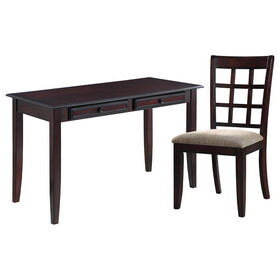 Alisha Dark Amber and Tan 2-Piece Writing Desk Set with Chair B062P153867
