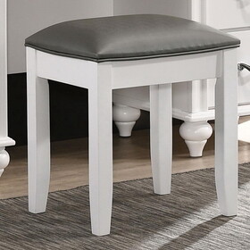 Purdy White Vanity Stool with Padded Seat B062P153878