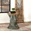 Milano Natural and Blue Distressed Round Accent Table B062P153897