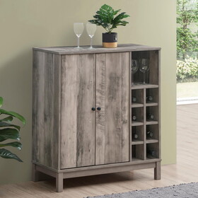 Huxley Weathered Acacia Wine Cabinet with 2 Doors B062P153898