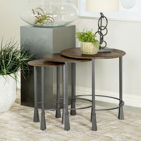 Lance Natural and Gunmetal 3-Piece Nesting Table B062P153905