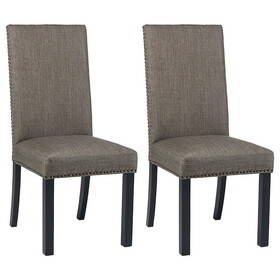 Gerald Grey and Black Upholestered Parson Chair (Set of 2) B062P153912