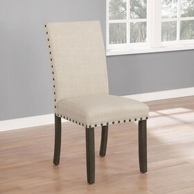 Kendal Beige and Rustic Brown Upholstered Side Chair (Set of 2) B062P153916