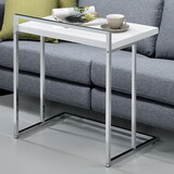 Bristol White High Gloss Rectangular Top Snack Table with Metal Legs B062P145641