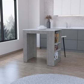 Jordan Concrete Gray and Ibiza Marble Counter Height Table Top Kitchen Island