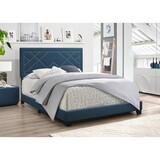 Dark Teal Queen Panel Bed with Nailhead Trim B062P181277