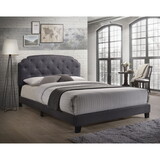 Grey Upholstered Queen Bed B062P181281