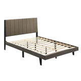 Brown and Weathered Grey Upholstered Queen Bed B062P181288