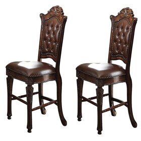 Cherry Counter Height Stools with Nailhead Trim (Set of 2) B062P181291
