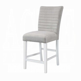 Grey and White Upholstered Counter Height Stools (Set of 2) B062P181308