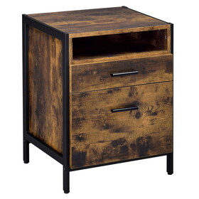 Rustic Oak and Black 2-drawer Nightstand B062P181319