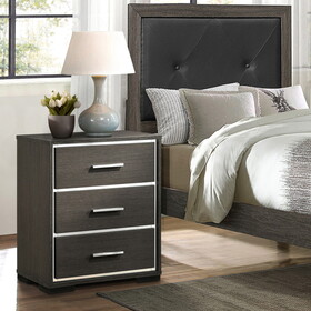 Grey Oak 3-drawer Nightstand B062P181330