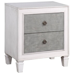 Rustic Grey and Weathered White 2-drawer Nightstand B062P181343